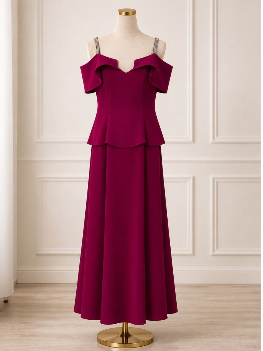 Alexander by DAYMOR Cranberry Off Shoulder Gown Formal Dress 18 NWT MSRP $995